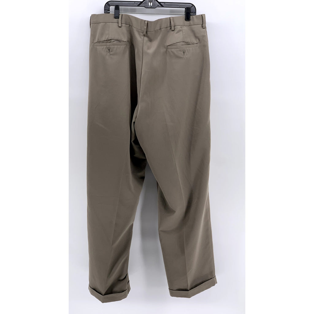 BILL BLASS Men's Vintage y2k Straight Leg Cuffed Tan Flat Front Pants SZ 40x32