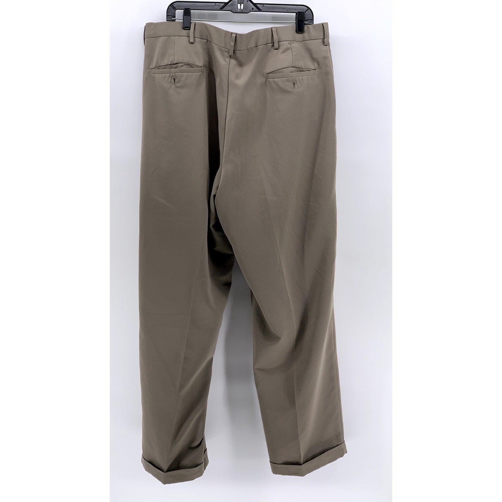 BILL BLASS Men's Vintage y2k Straight Leg Cuffed Tan Flat Front Pants SZ 40x32
