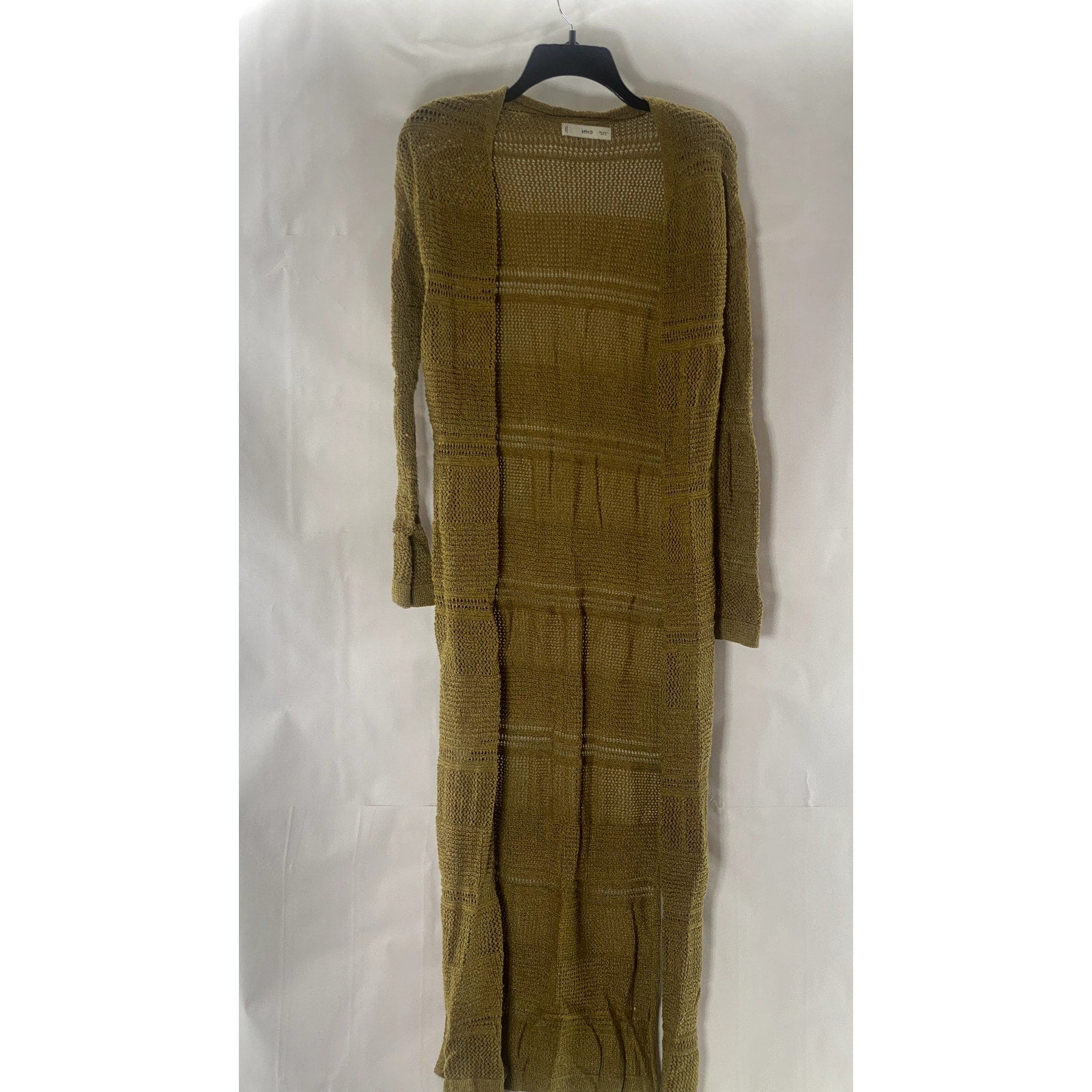 MANGO Women's Tan Knit Side Slit Button-Up Long Cardigan SZ M