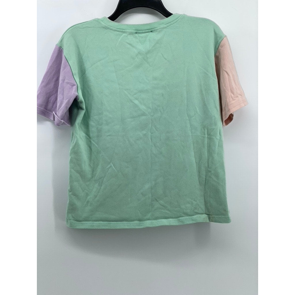 SHEIN Women's Multicolor Color-Block Pocket Crewneck Short Sleeve Top SZ OS