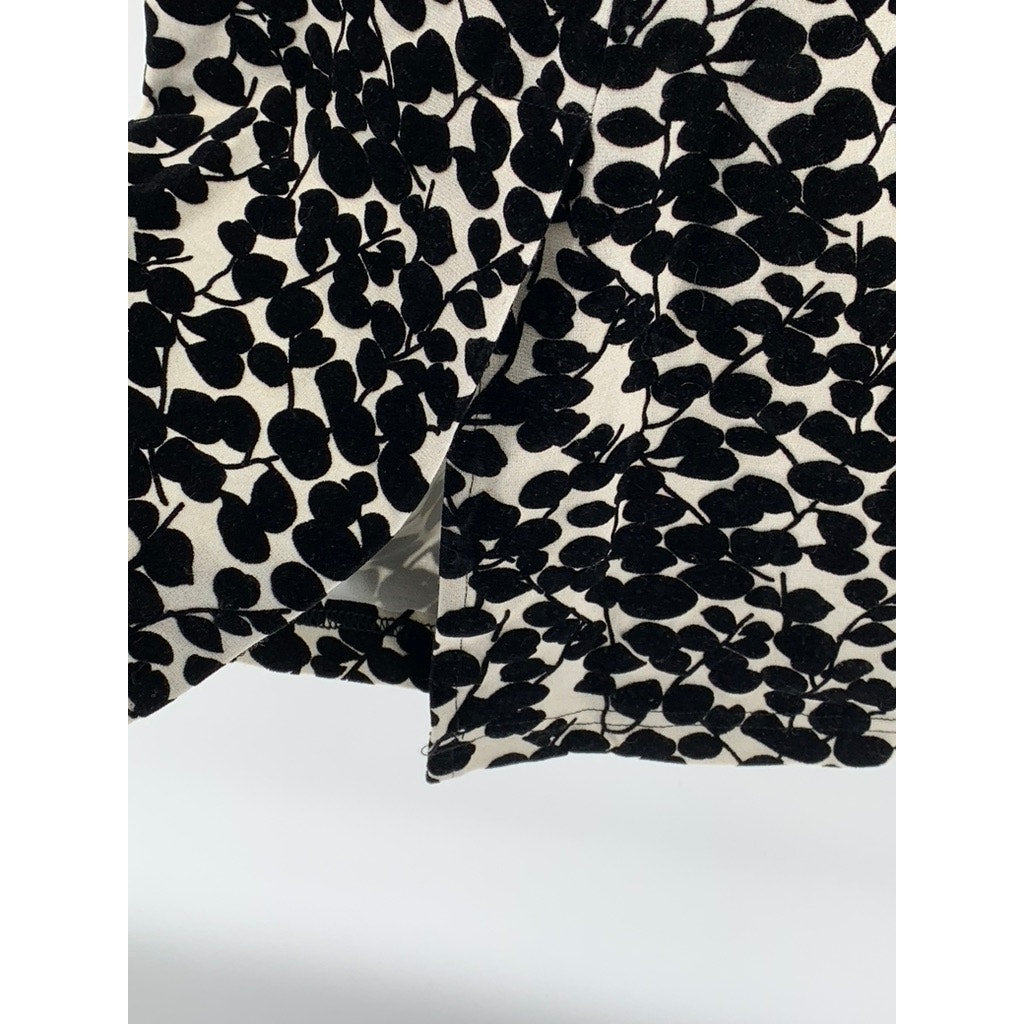 UNBRANDED Women's Black-White Floral V-Neck Sleeveless Bodycon Midi Dress SZ S
