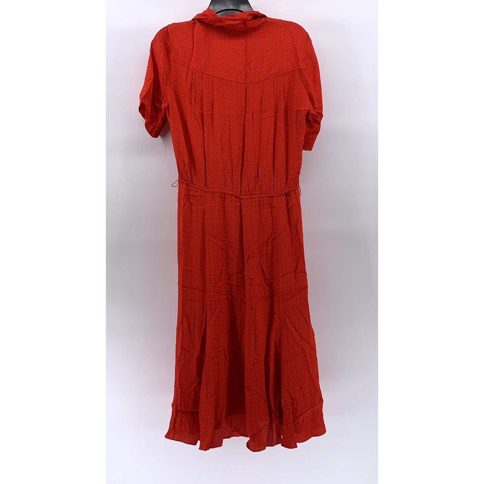 LIZ CLAIBORNE Women's Red Printed Short Sleeve Button-Up Midi Shirt Dress SZ 4