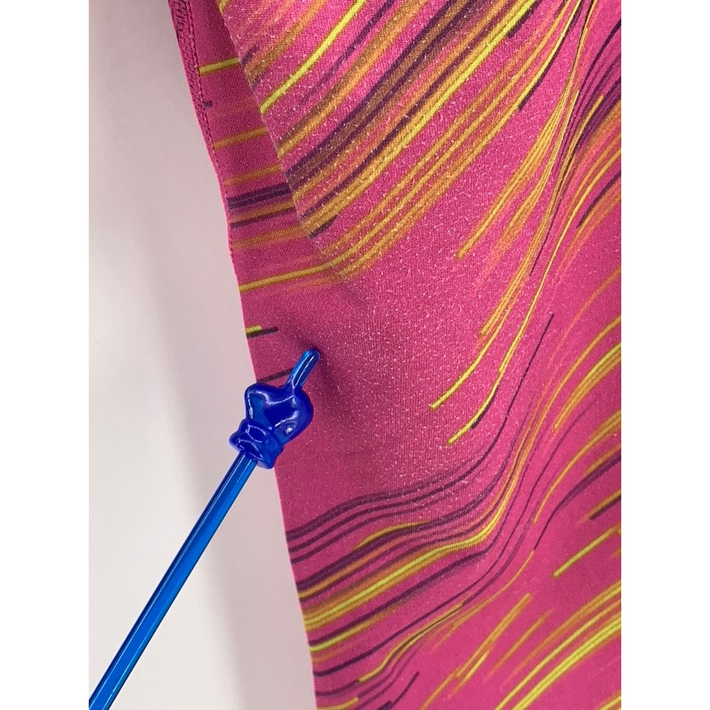 HEAD Women's Pink-Yellow Printed Capri Leggings SZ S