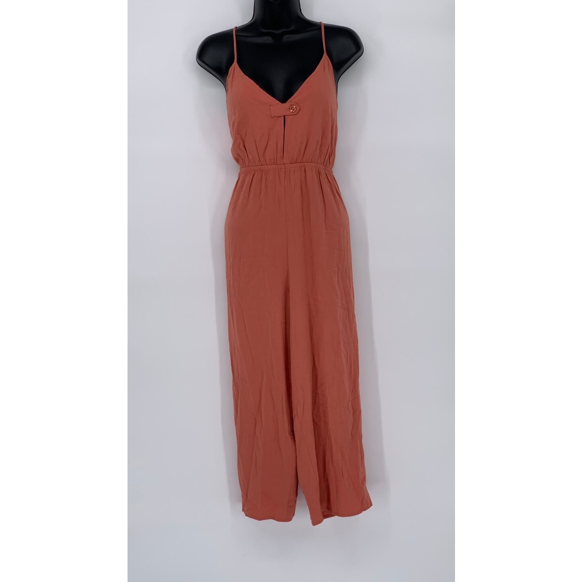 ROKOKO Women’s Dusty Rose Keyhole V-Neck Spaghetti Strap Jumpsuit SZ M