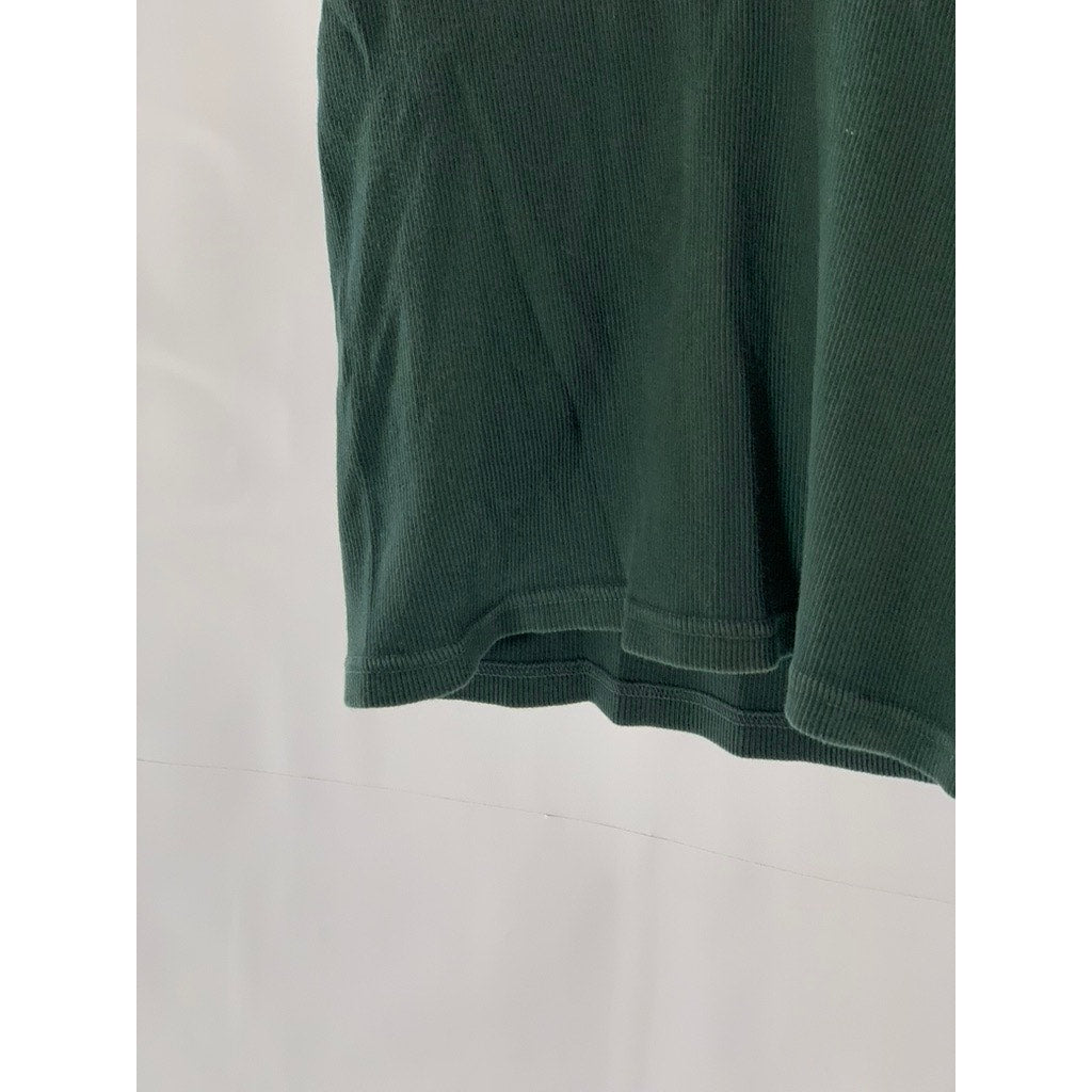 BRANDY MELVILLE Women's Dark Green Ribbed V-Neck Short Sleeve Top SZ XS