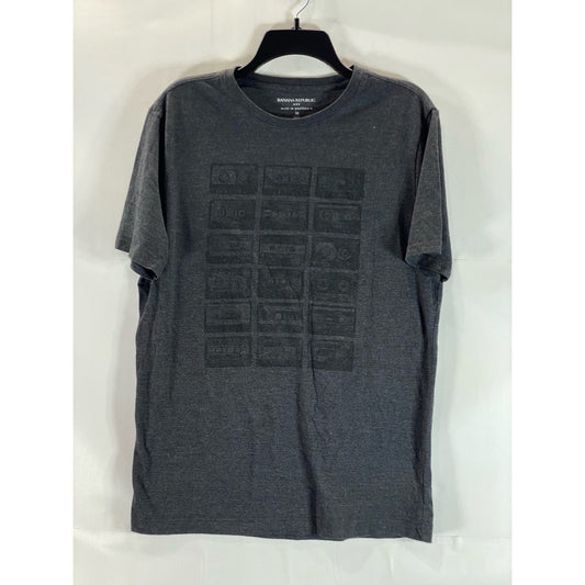 BANANA REPUBLIC Men's Dark Charcoal Retro Cassette Crewneck T-Shirt SZ M