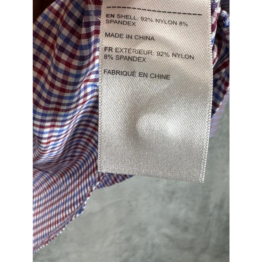 UNTUCKIT Men's Red Gingham Regular-Fit Lorimar Button-Up Long Sleeve Shirts SZ M