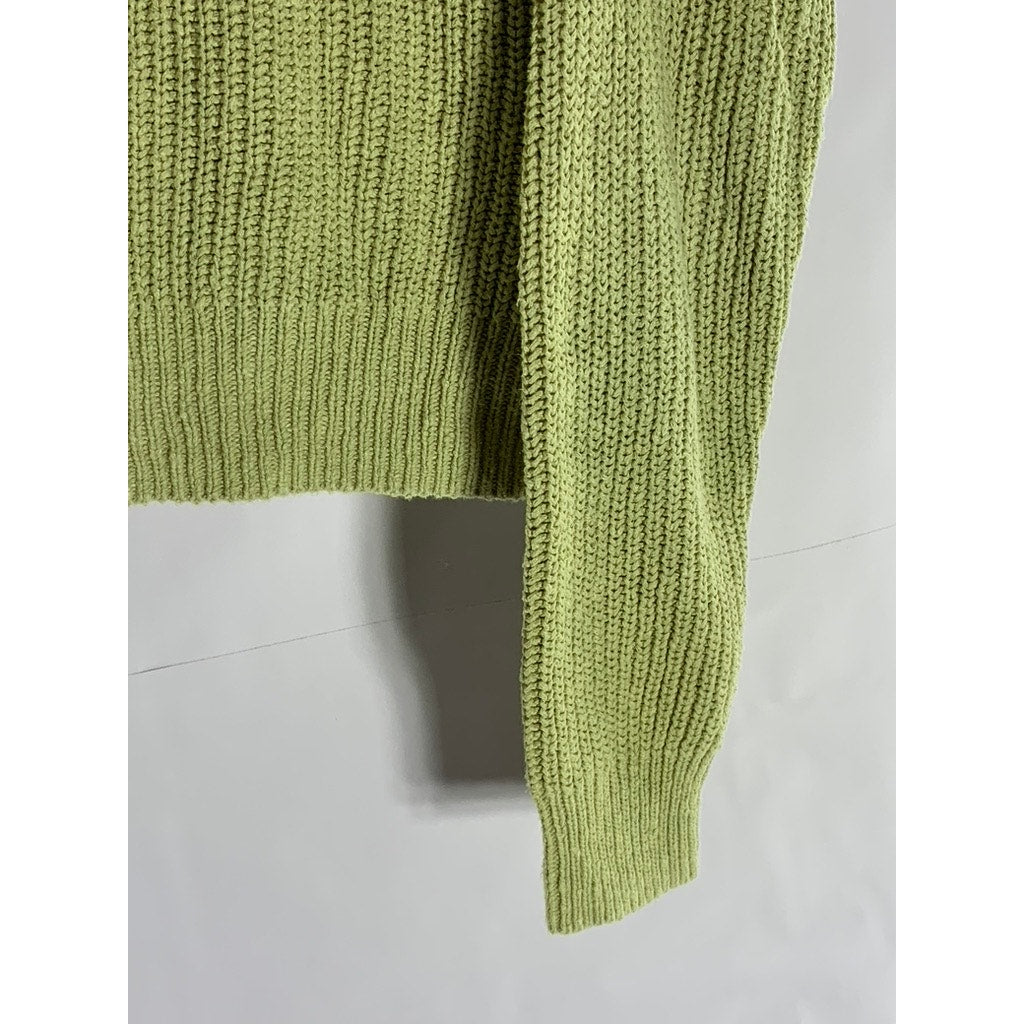 MADEWELL Women's Green Textural-Knit Crewneck Long Sleeve Sweater SZ M