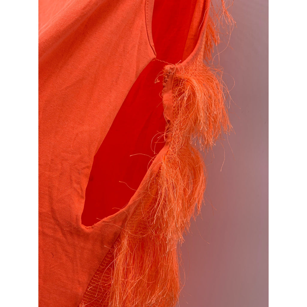 BILLIEBLUSH Girls' Orange Fringe Crewneck Sleeveless Tank Dress SZ 6