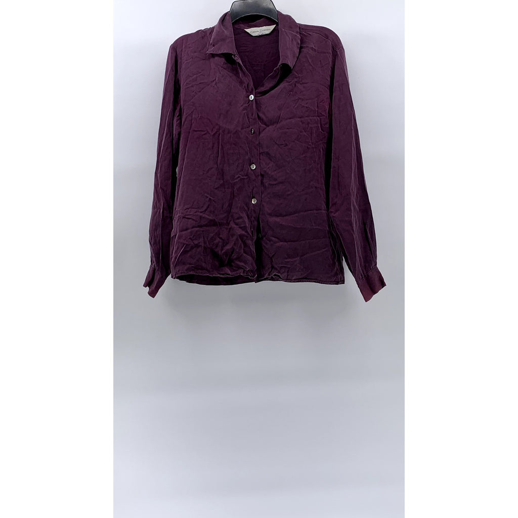 CASUAL CORNER Women's Burgundy Button-Up Regular-Fit Long Sleeve Top SZ 8