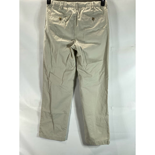 LANDS' END Men's Light Stone Traditional-Fit Pleated Chino Pant SZ 32X30