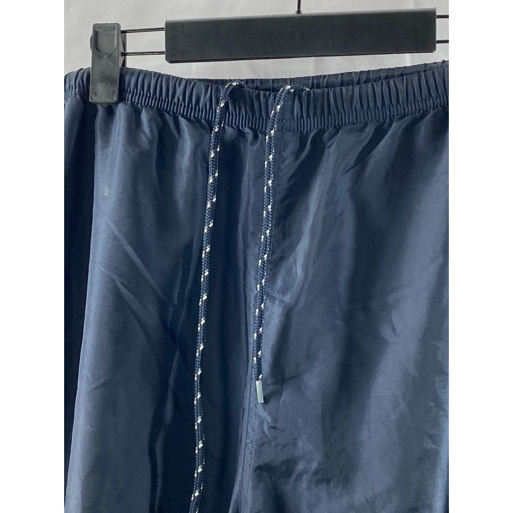 GAP Men's Navy Blue Stripe Drawstring Nylon Relaxed-Fit Track Pants SZ M