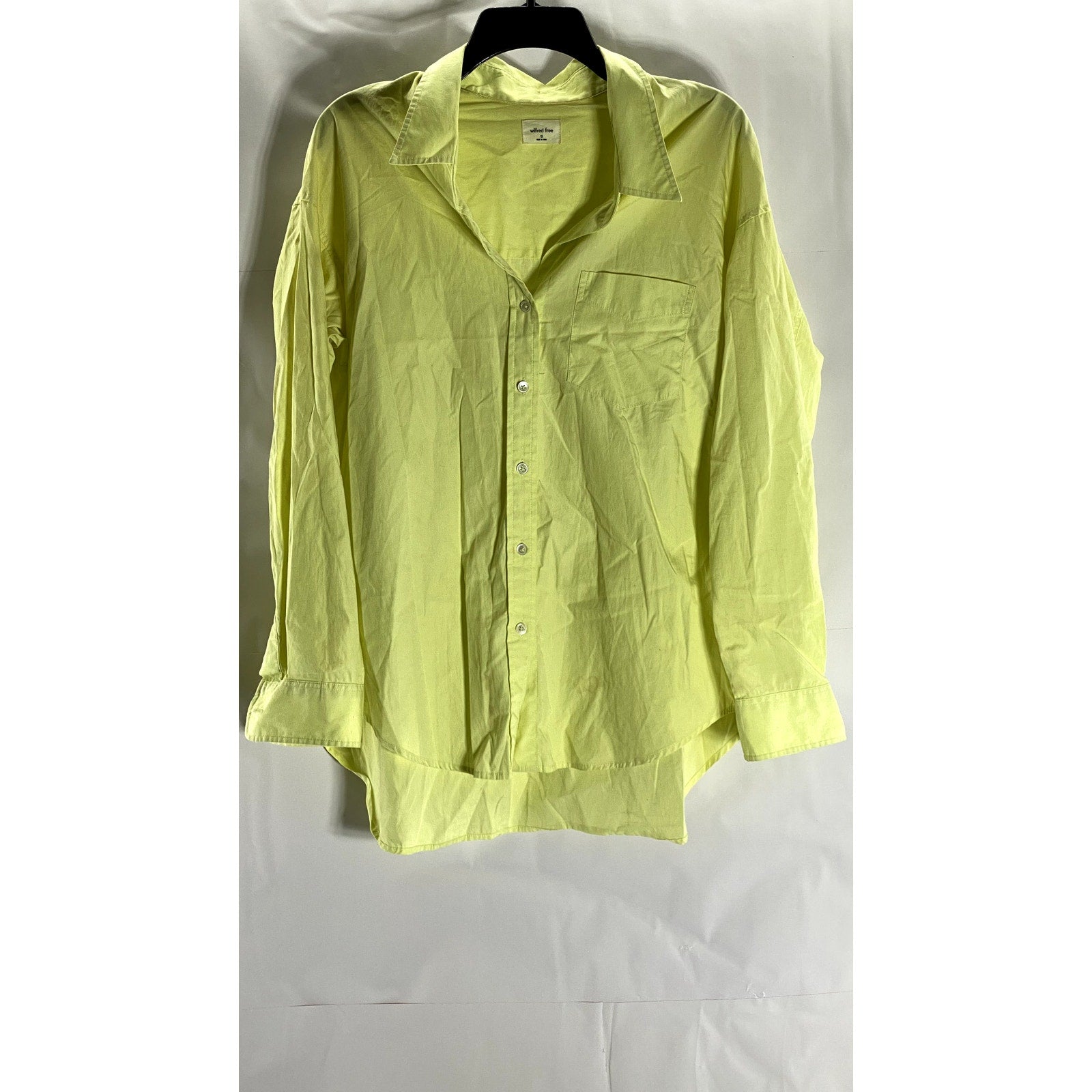 WILFRED FREE Women's Lime Green Oversized Button-Up Long Sleeve Top SZ XS