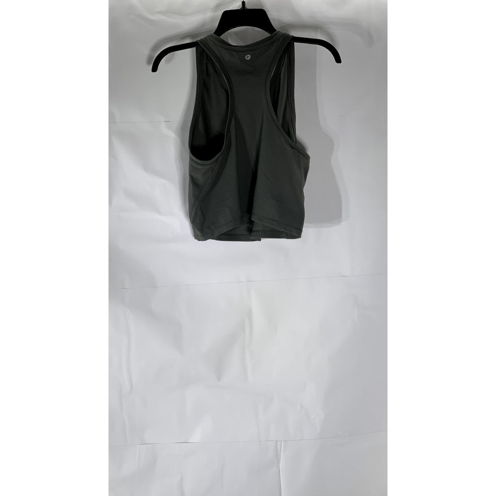 90 DEGREE BY REFLEX Women’s Charcoal Ribbed Racerback Cropped Tank Top SZ XL