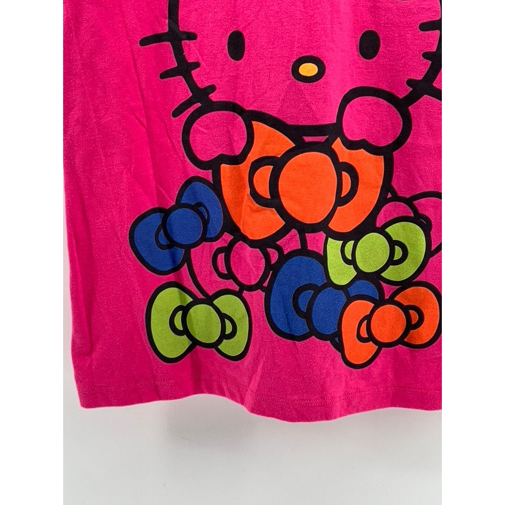 SANRIO Women's Fuchsia V-Neck Hello Kitty Graphic Short Sleeve Top SZ S