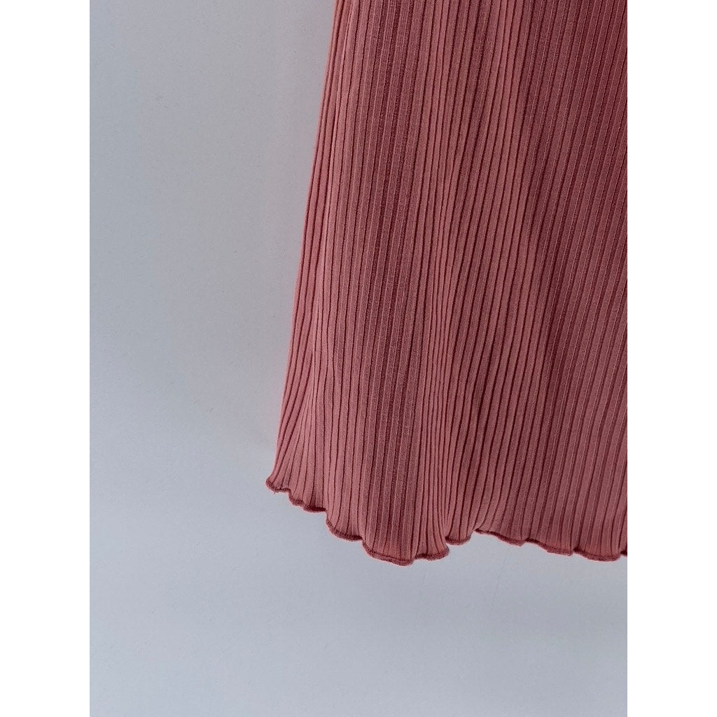 LOVE J Women's Plus Size Pink Ribbed Short Sleeve Bodycon Mini Dress SZ 1X