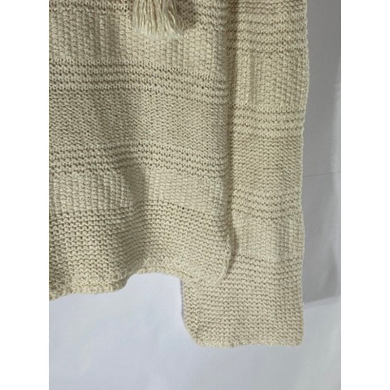 FAHERTY Women's Beige Crochet Knit V-Neck Poppy Pullover Hoodie SZ XS