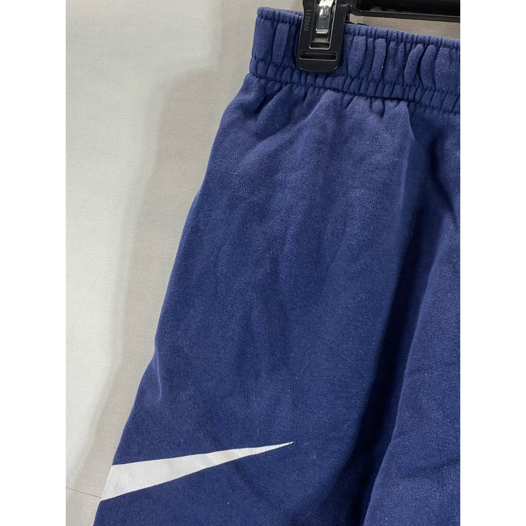 NIKE Men's Navy/White Large Swoosh Logo Pull-On Sweat Shorts SZ S