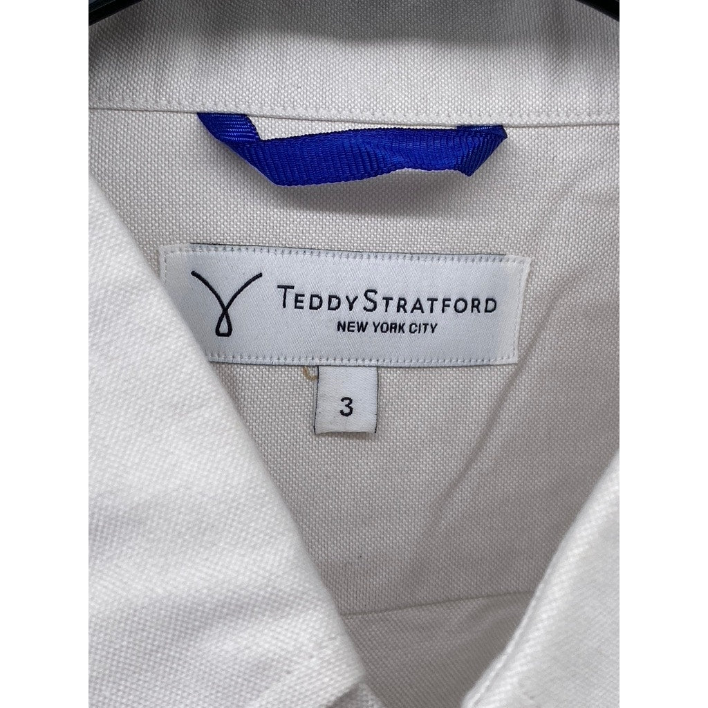 TEDDY STRATFORD Men's Light Gray Regular-Fit Button-Up Shirt SZ 3(M/L)