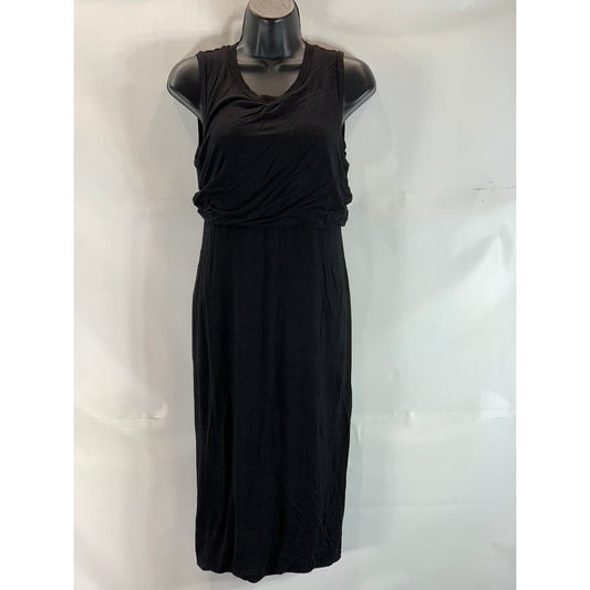 LEITH Women's Solid Black Sleeveless Casual Pullover Knee-Length Dress SZ M