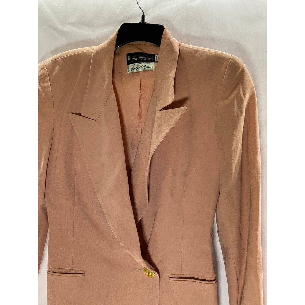 BICCI NEW YORK Women's Vintage Peach Wool Double Breast One-Button Blazer SZ 4