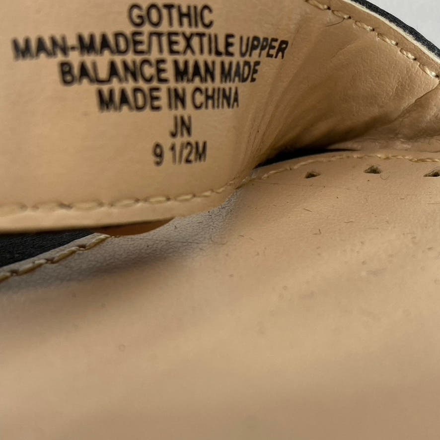 ADRIENNE VITTADINI Women's Black Rhinestone Gothic Block-Heel Sandals SZ 9.5