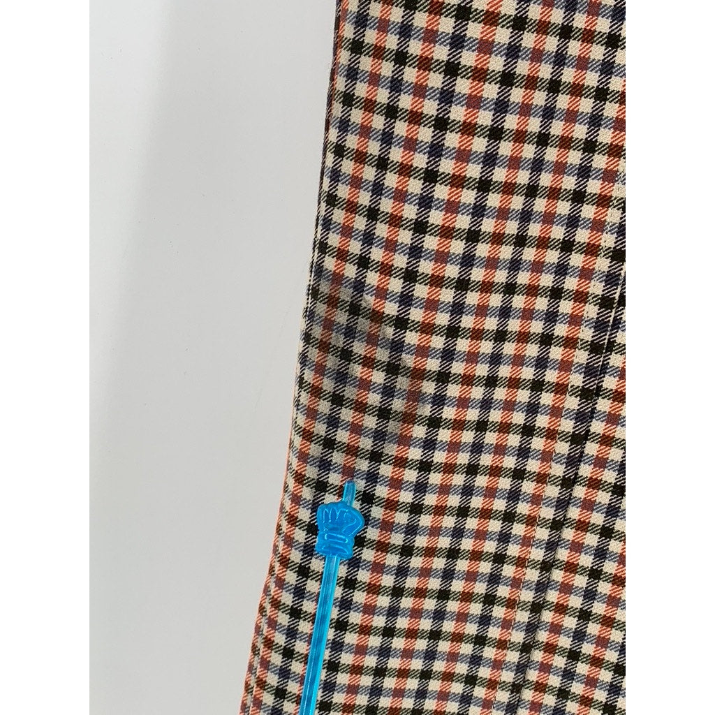TORY BURCH Women's Orange-Black-Beige Gingham Flare Pants SZ 8(L)