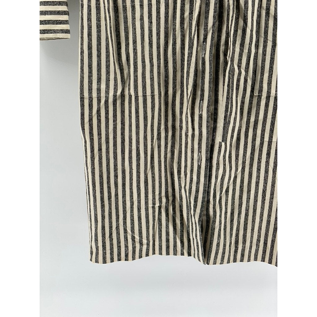 THE HE-RO GROUP Women's Vintage Black-Off White Striped Shirt Dress SZ 12