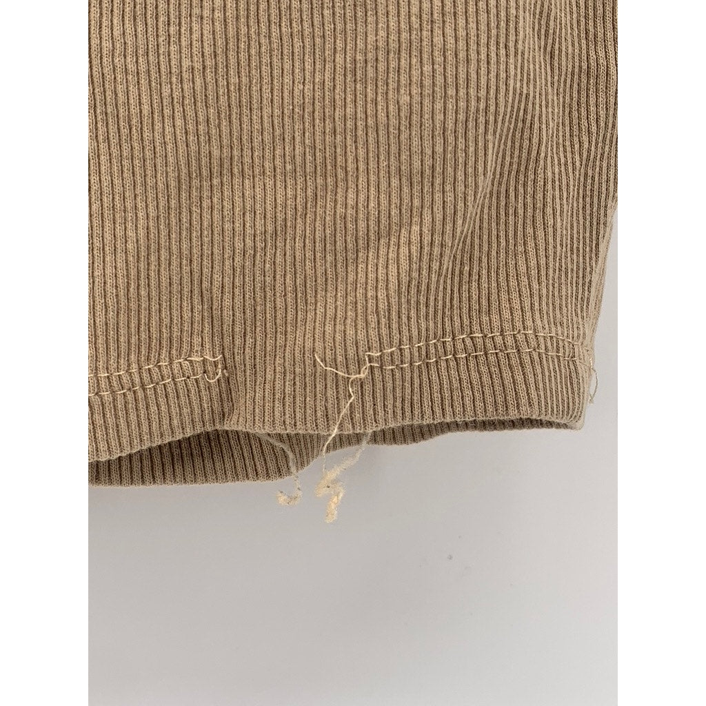 ZARA Women's Tan Rib Knit Casual Crewneck Sleeveless Cropped Top SZ S