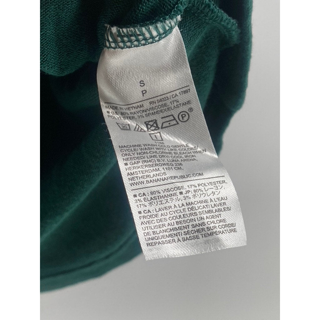 BANANA REPUBLIC Women's Green Soft Luxe Turtleneck Short Elbow Sleeve Top SZ S