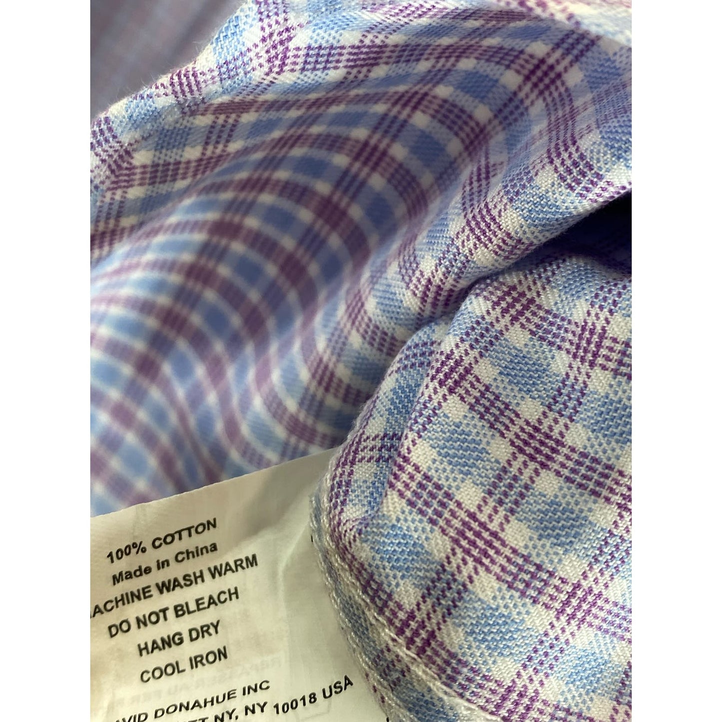 DAVID DONAHUE Men's Pink/Blue Gingham Button-Up Long Sleeve Shirt SZ 16.5 34/35