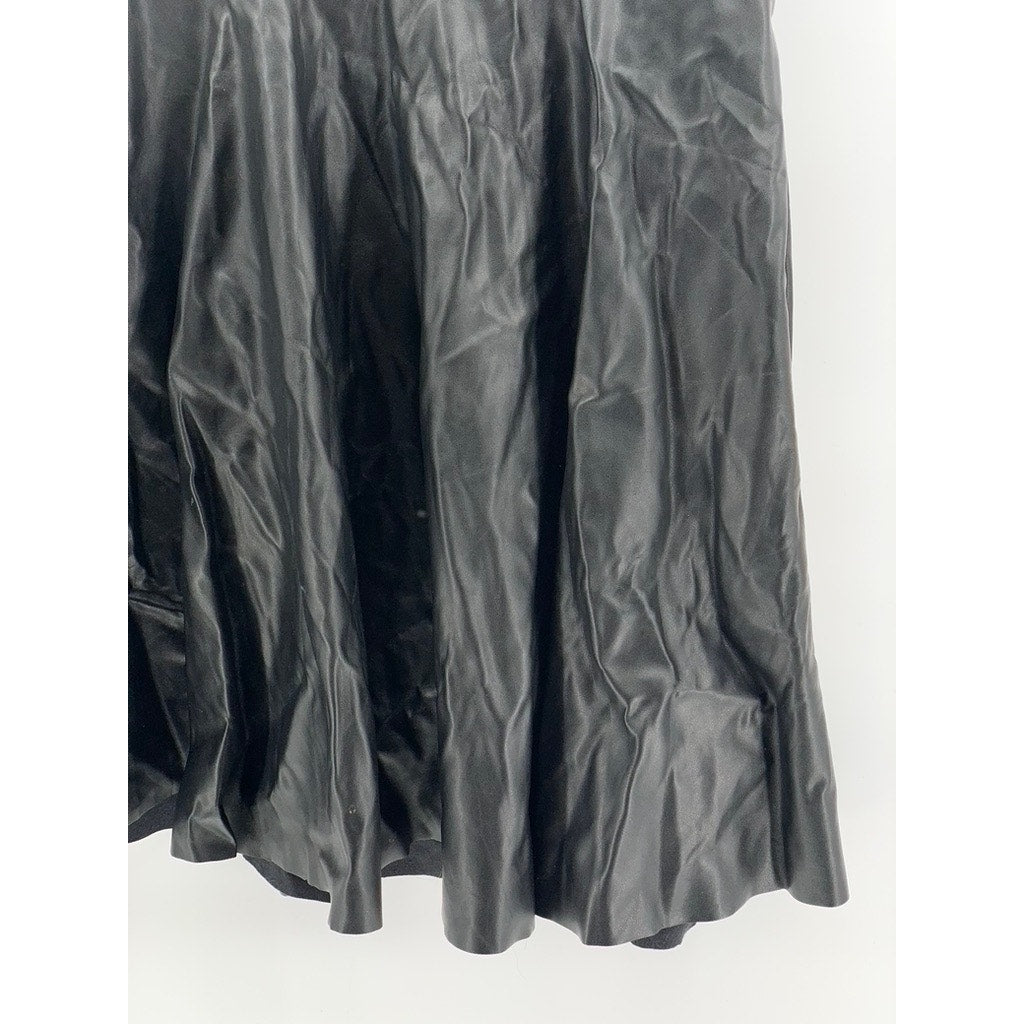 SHEIN Women's Black Faux Leather Scoop-Neck A-Line Tank Dress SZ 6