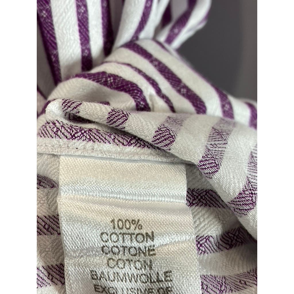 ROBERT GRAHAM Men's White/Burgundy Striped Knowledge Wisdom Truth Shirt SZ 17