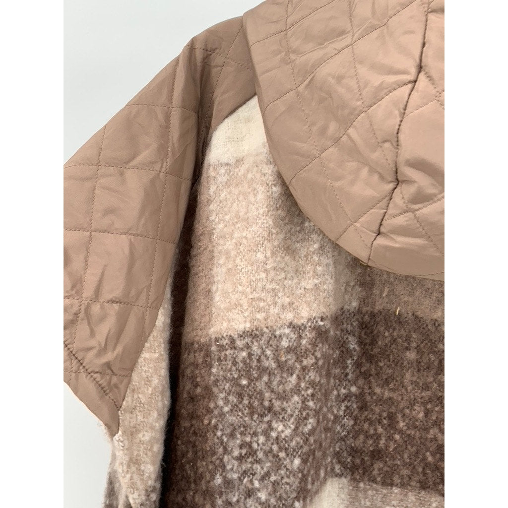 Brown Striped Zip-up Poncho Style Cover-up SZ XL