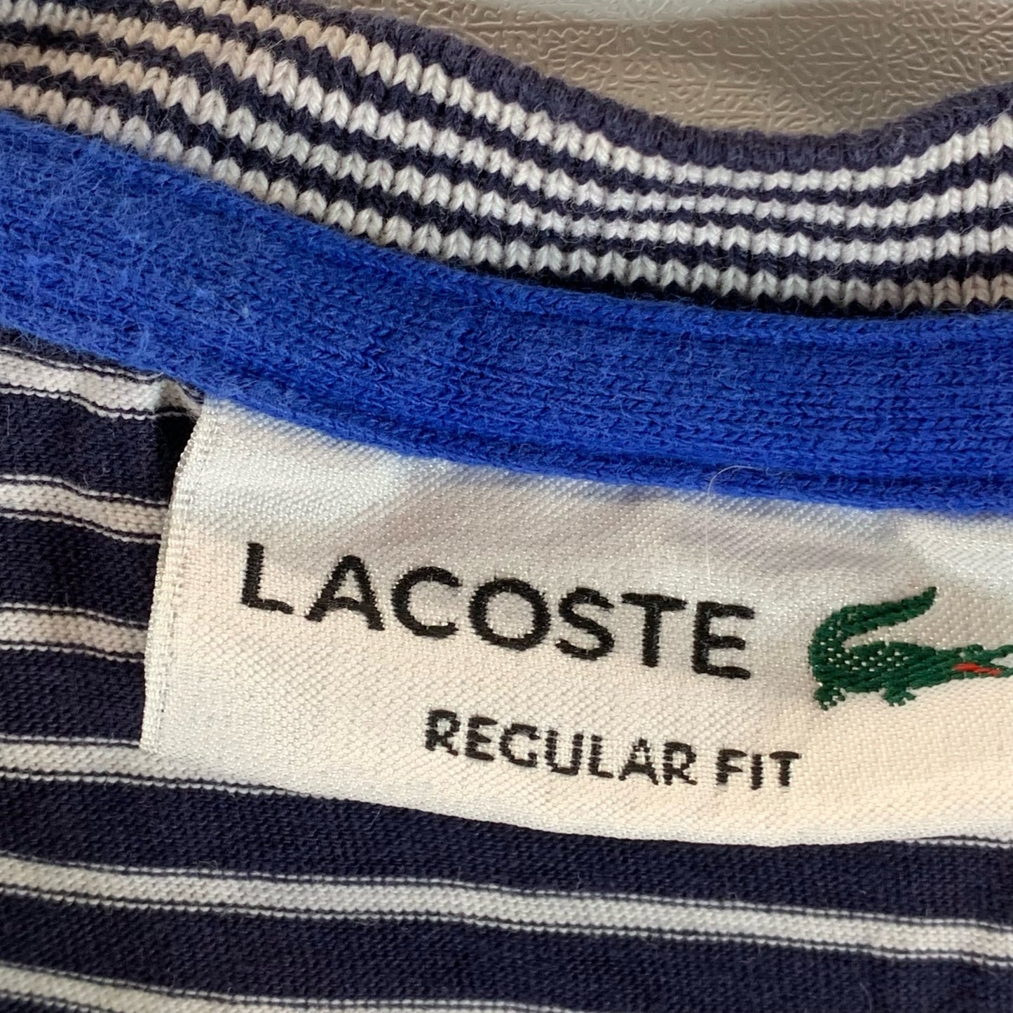 LACOSTE Men's Blue Striped Crewneck Regular-Fit Short Sleeve T-Shirt SZ 2XL