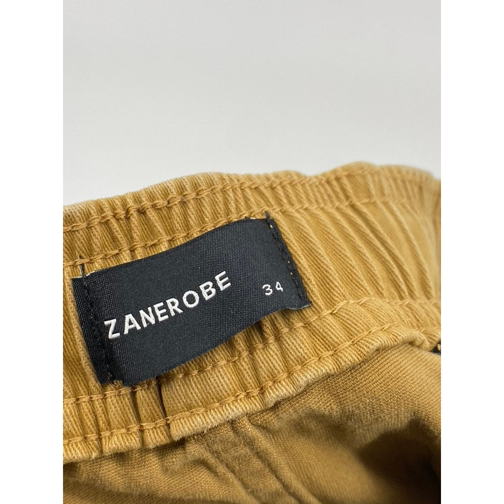 ZANEROBE Men's Tan Drawstring Sureshot Denim Jogger Pants SZ 34