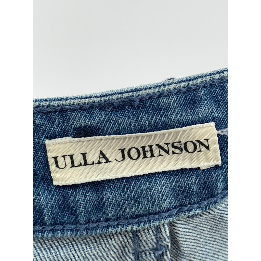ULLA JOHNSON Women's Blue Denim Embroidered Polka Dot Skinny Leg Jeans SZ 2