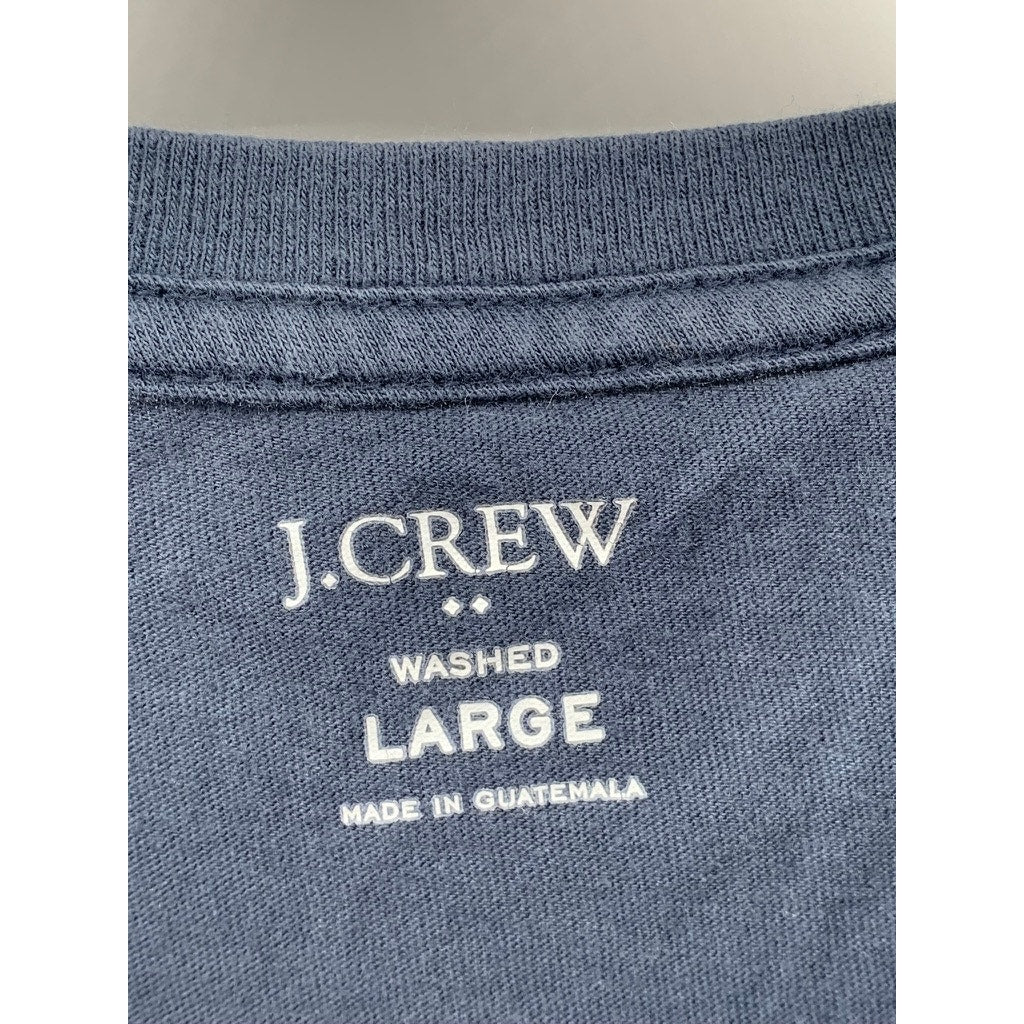 J.CREW Men's Navy Blue Solid Crewneck Washed Cotton Short Sleeve T-Shirt SZ L
