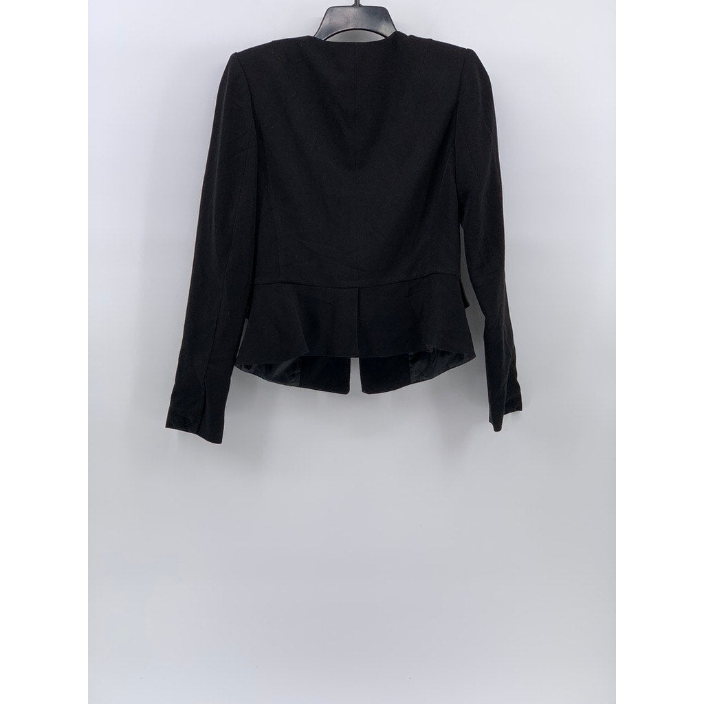 APT. 9 Women's Black Solid Hook & Bar V-Neck Long Sleeve Blazer SZ 4