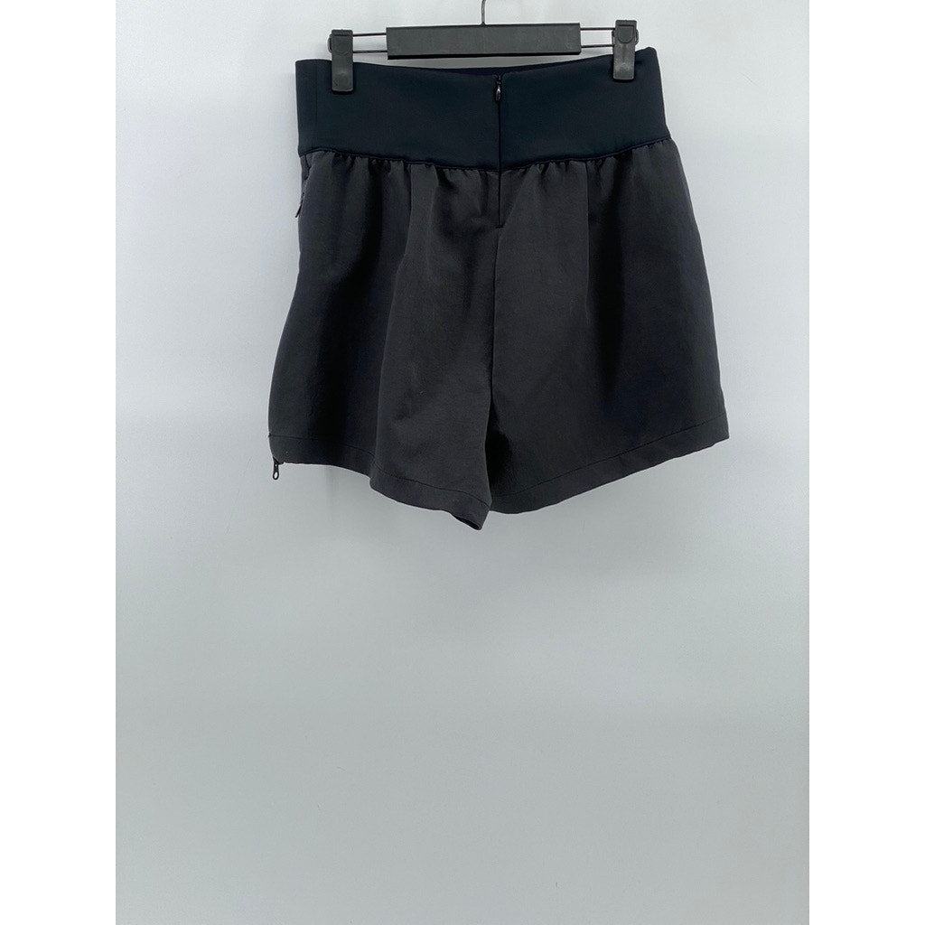 NIKE Women's Gray High-Rise Tech Side-Zip Hem Active Shorts SZ M