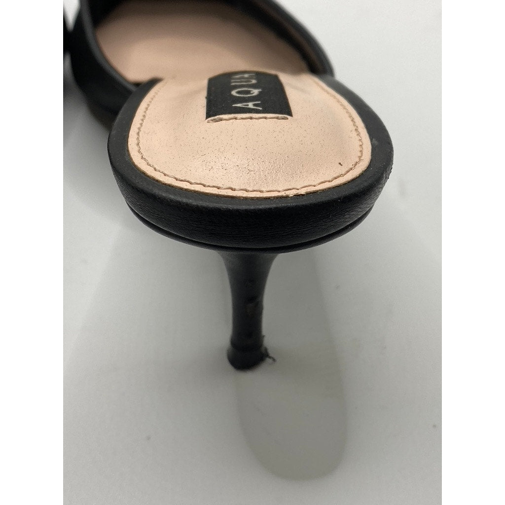 AQUA Women's Black Mrina Mesh Pointed-Toe Slip-On Pumps SZ 8