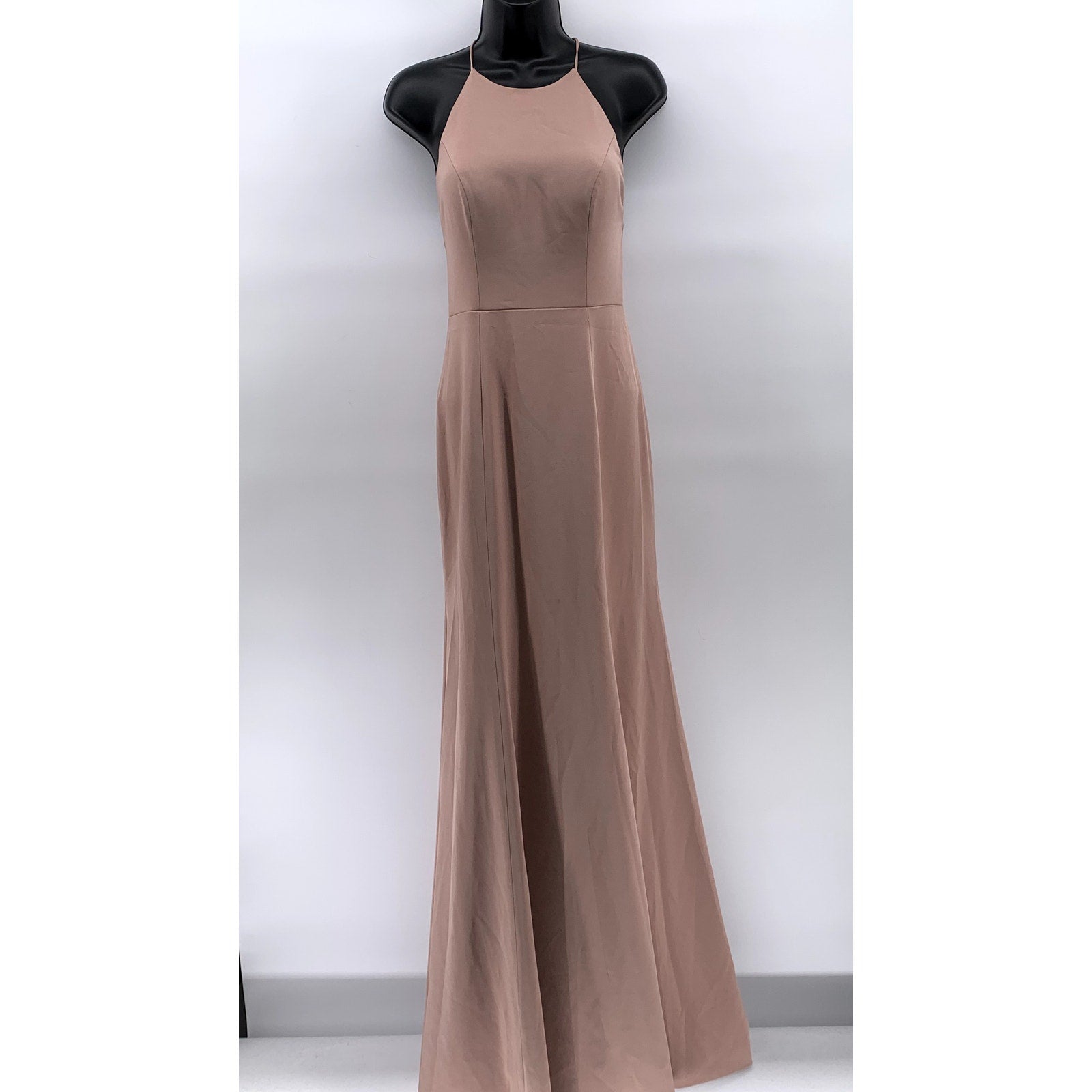 UNBRANDED Women's Pastel Pink Strappy Open-Back Halter Maxi Dress SZ S
