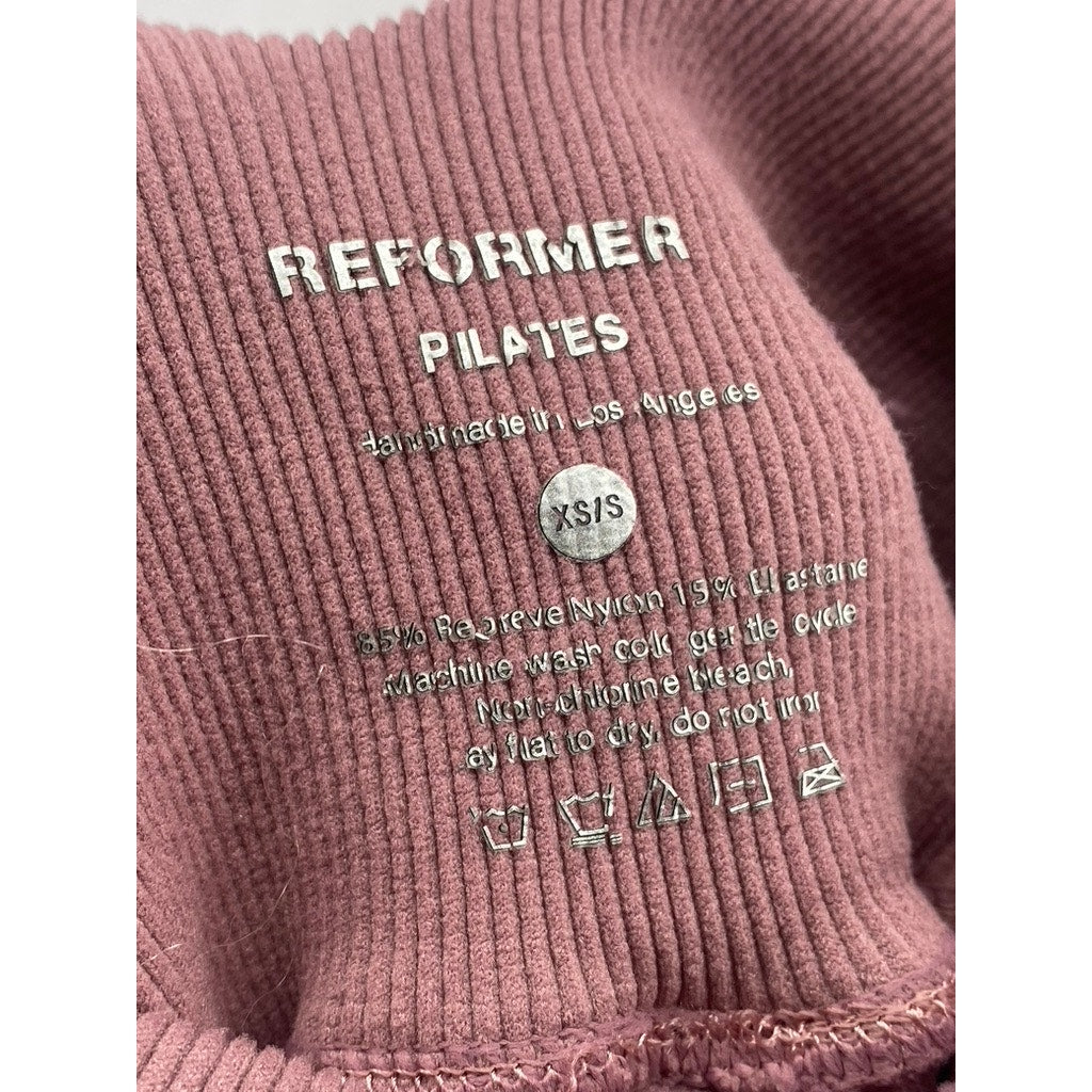 REFORMER Women's Mauve The Textured Runsie Scoop-Neck Pull-On Romper SZ XS/S