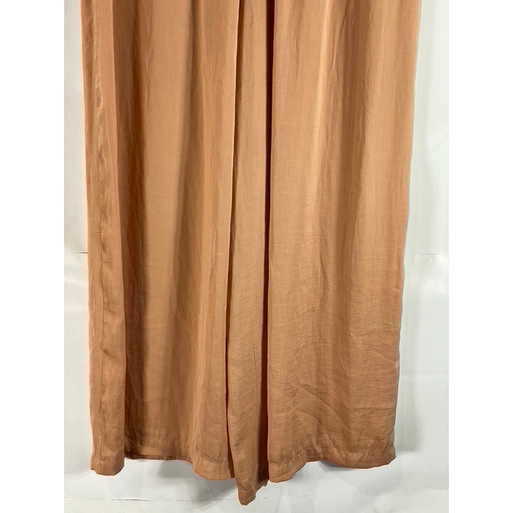 KENDALL & KYLIE Women's Peach Smocked Waist Pull-On Wide-Leg Pants SZ L