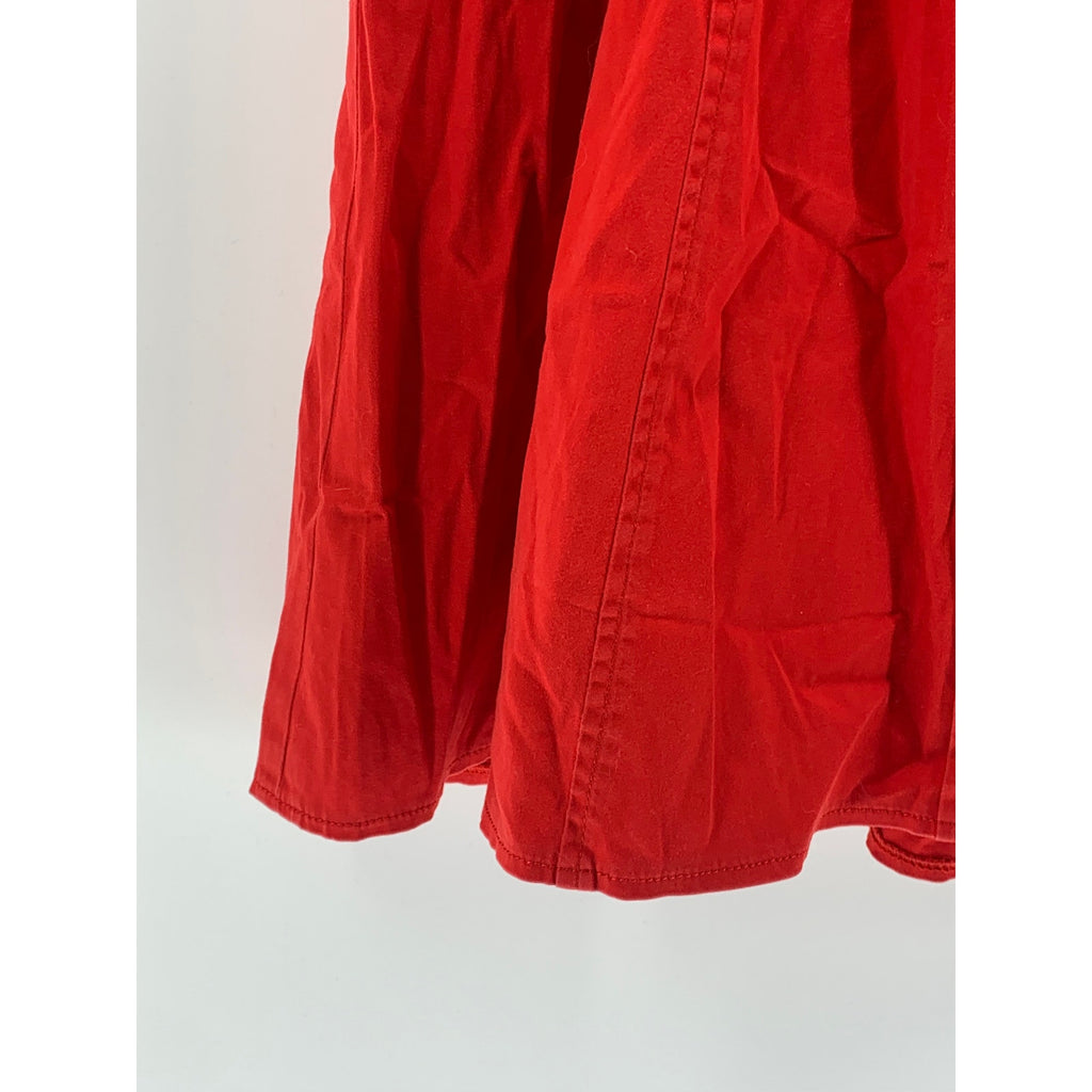 CALVIN KLEIN Women’s Red Denim Button-Up Sleeveless A-Line Midi Dress SZ S