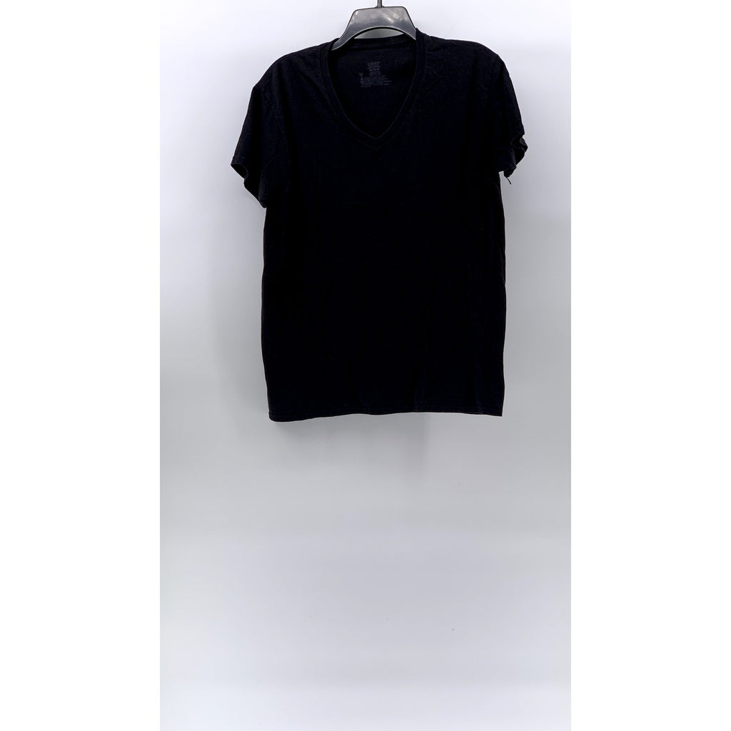 HANES Men's Black Solid V-Neck Lightweight Short Sleeve Under Shirt SZ M