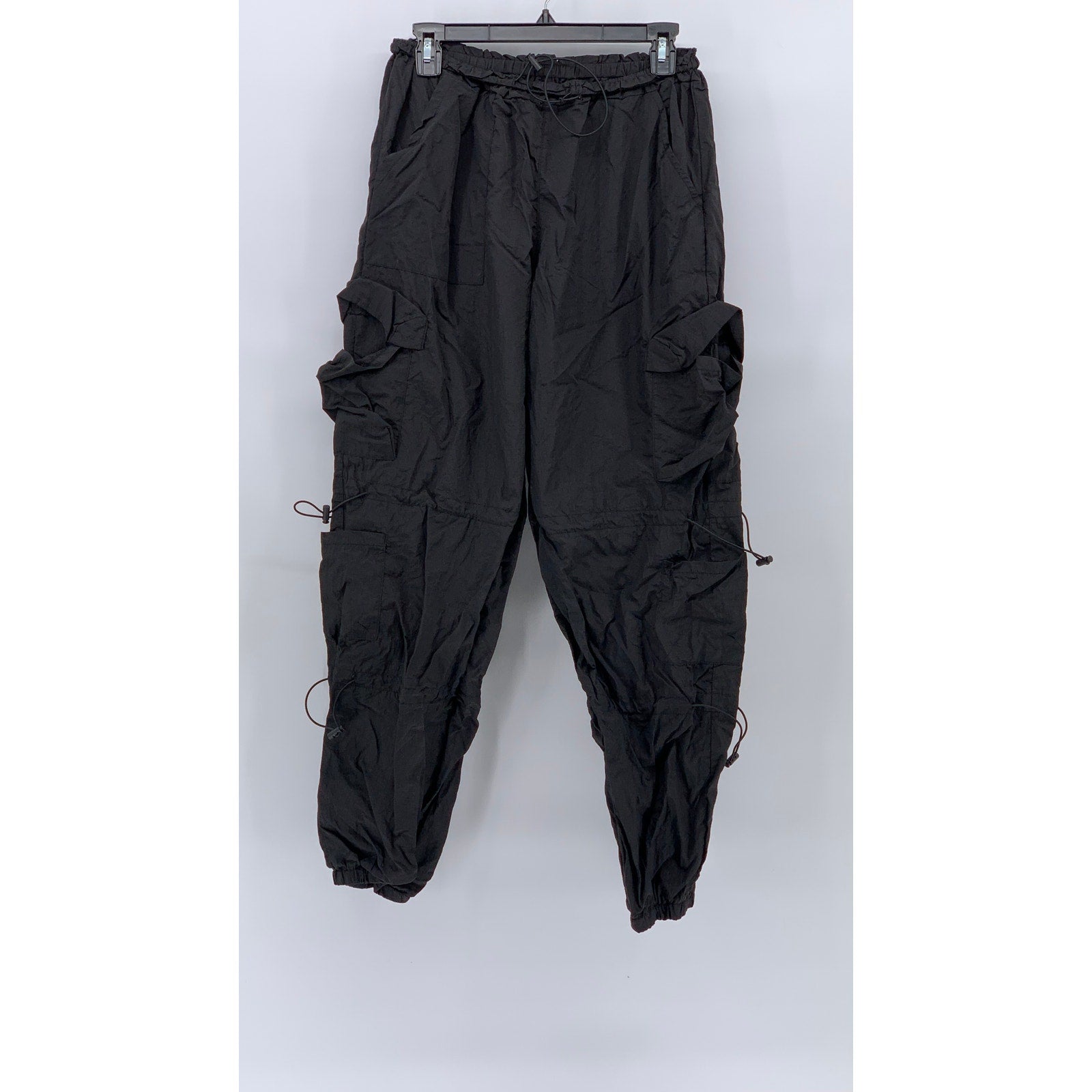 UNBRANDED Men's Black Bungee-Cord Pull-On Cargo jogger Pant SZ S