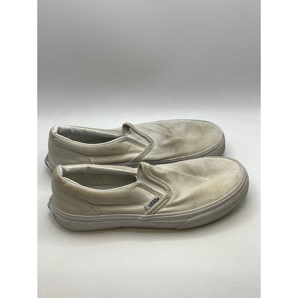 VANS Unisex Kids White Canvas Classic Slip-On Sneakers SZ 3