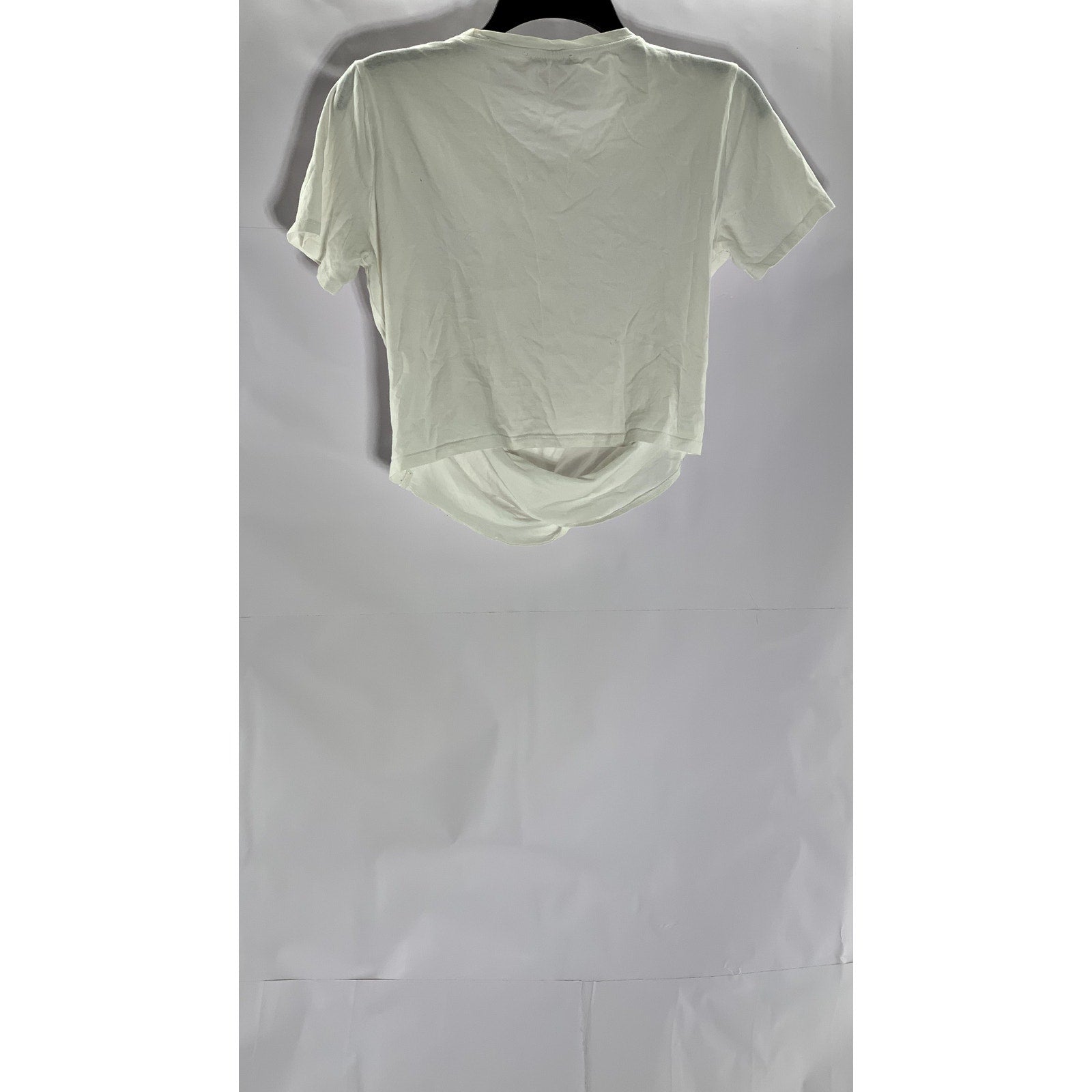 ZARA TRAFALUC Women's White Crewneck Short Sleeve Twist-Front Crop Top SZ S