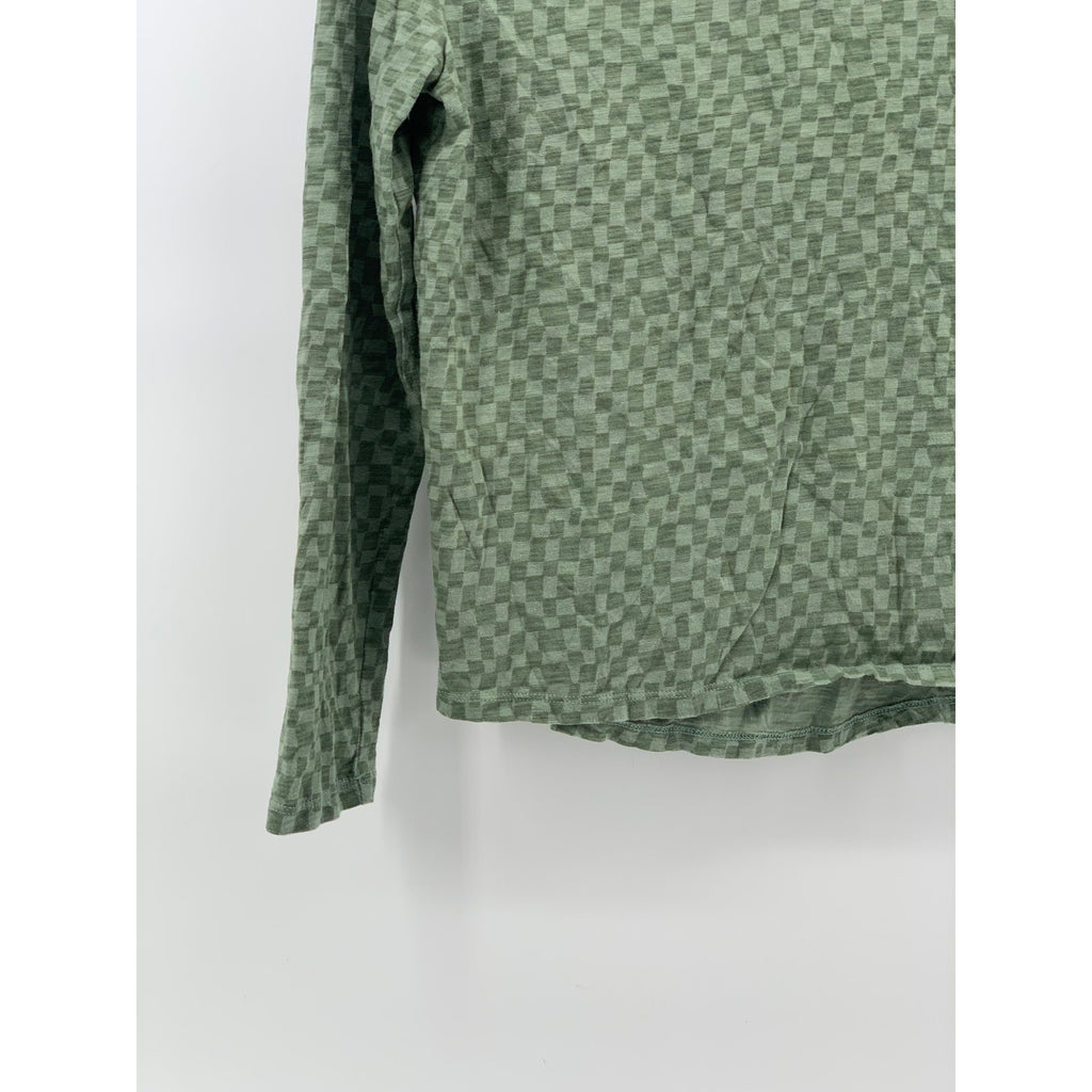 GAP KIDS Girl’s Green Checkered Crewneck Long Sleeve Pullover Top SZ XL